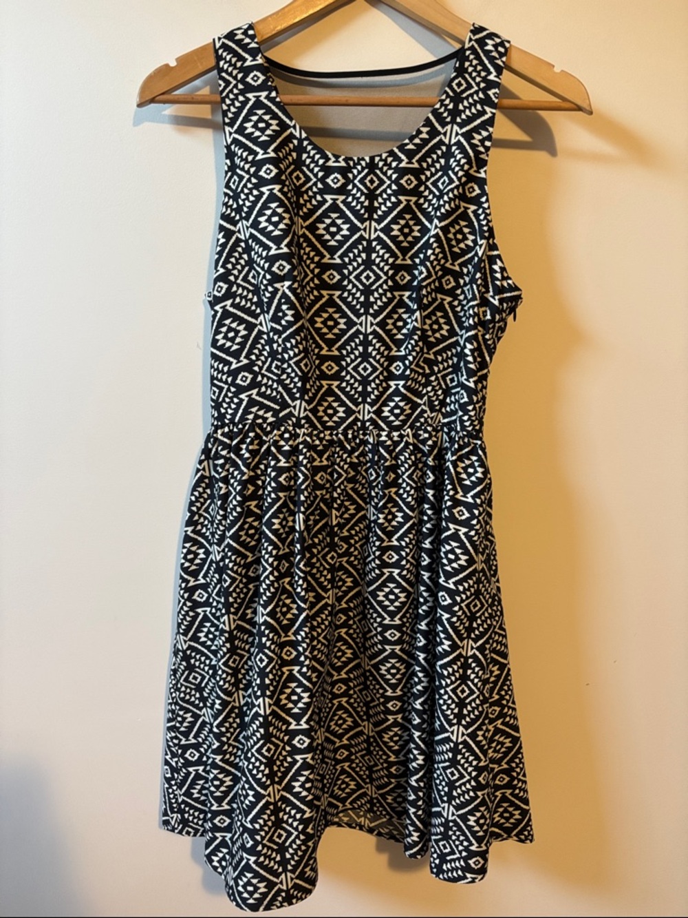 Dex Black & White Aztec Sleeveless Mini Dress